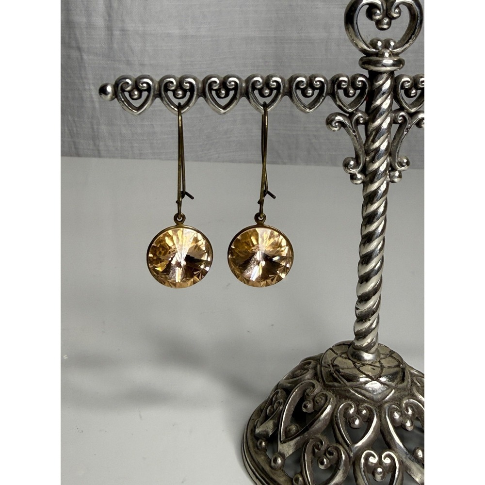 Vintage Style Earrings Costume Jewelry Golden Topaz